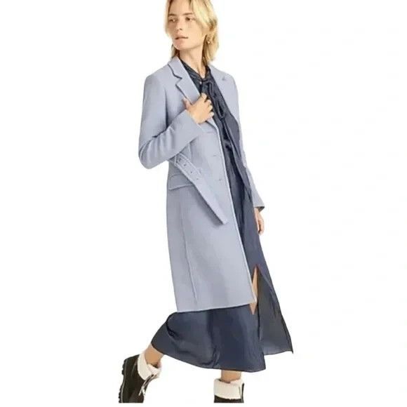 J. Crew Lady Day Double Cloth Italian Wool Belted Topcoat Coat Blue Sz8 NWT $450 - Picture 9 of 17